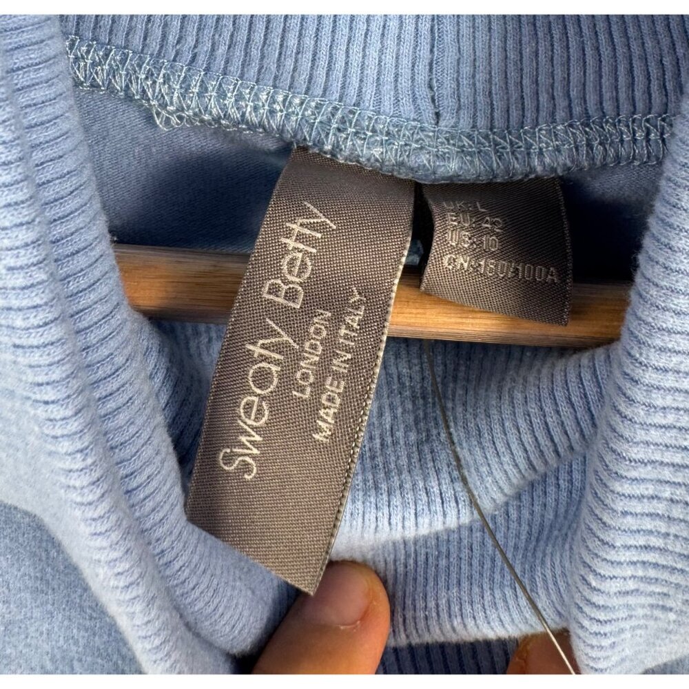sweaty Betty Melody Luxe Fleece Pullover filter blue sz L athleisure - Picture 3 of 9